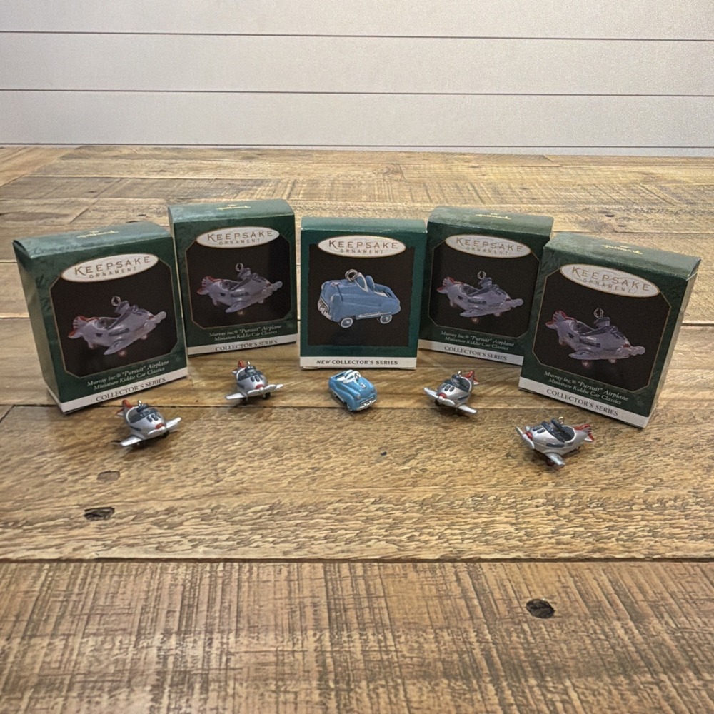 VTG Hallmark Keepsake Kiddie Car Classics Ornaments Lot of 4 Planes And 1 Car